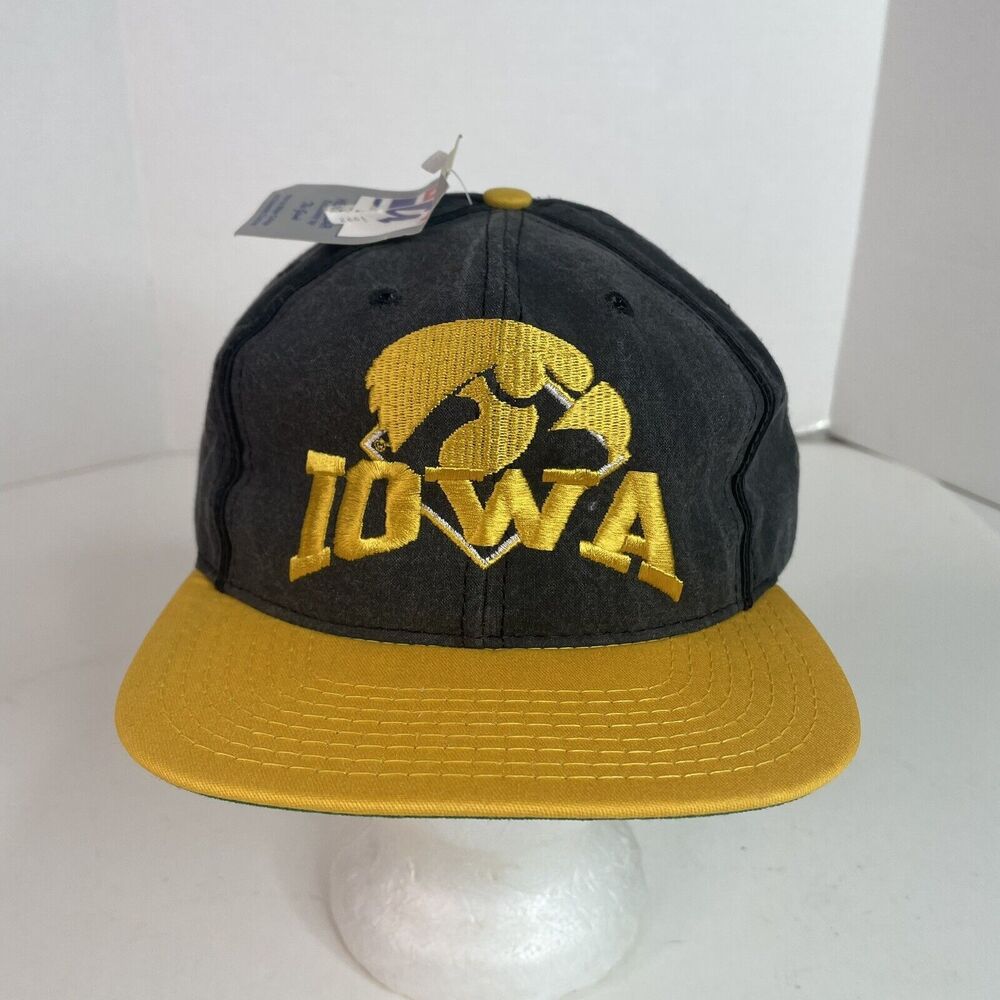 New Vintage Iowa Hawkeyes Snapback Hat, The Game, Black/yellow, Logo, NWT 1992 - Picture 1 of 10